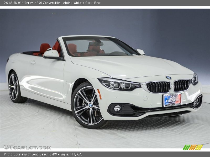 Alpine White / Coral Red 2018 BMW 4 Series 430i Convertible