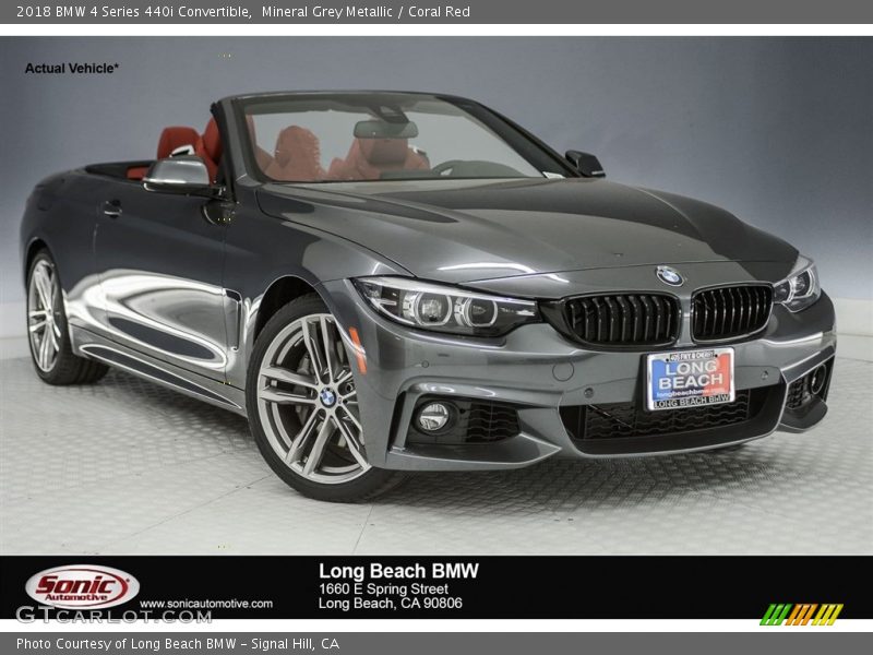 Mineral Grey Metallic / Coral Red 2018 BMW 4 Series 440i Convertible