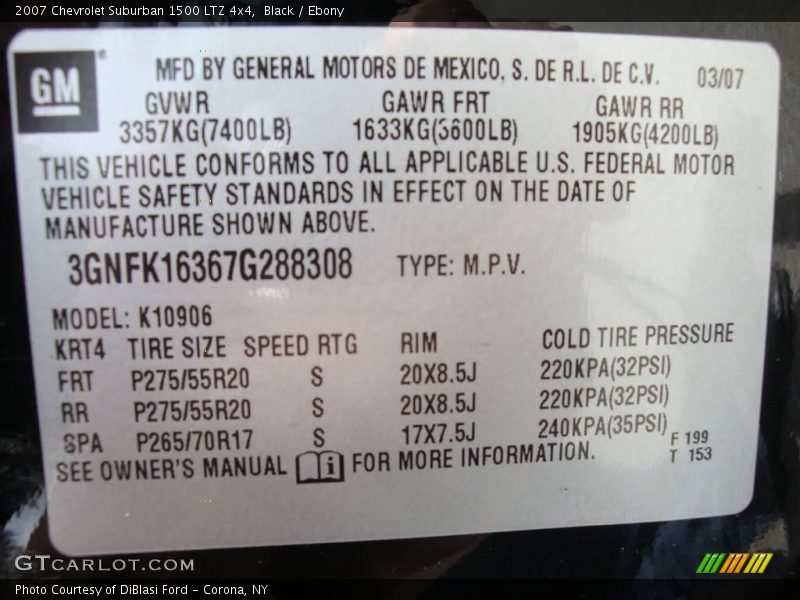 Black / Ebony 2007 Chevrolet Suburban 1500 LTZ 4x4