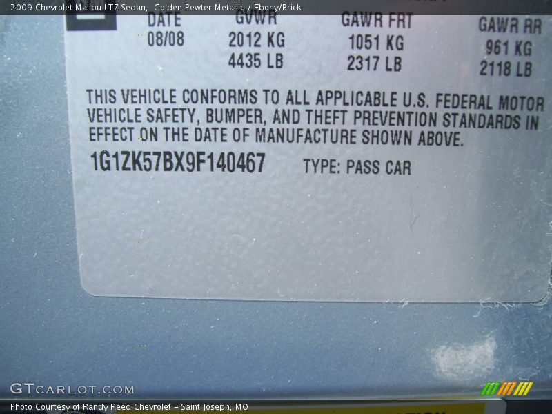 Golden Pewter Metallic / Ebony/Brick 2009 Chevrolet Malibu LTZ Sedan
