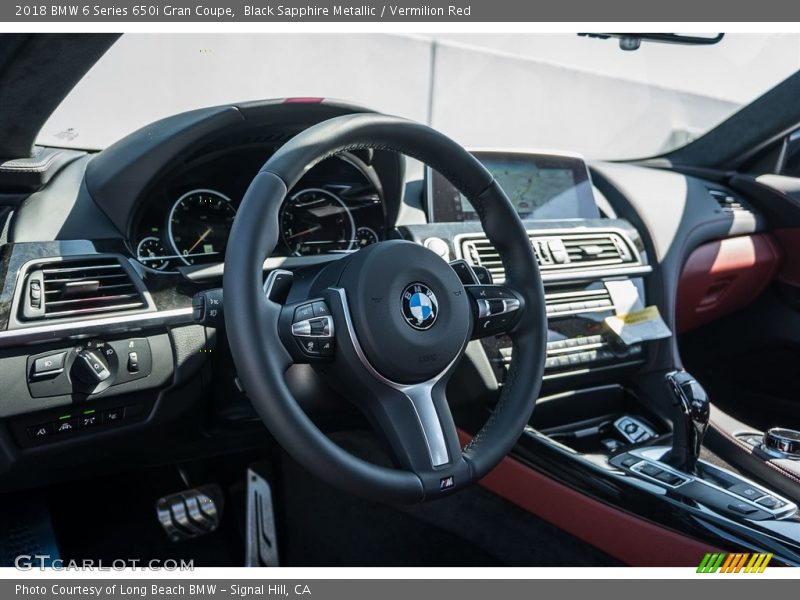Black Sapphire Metallic / Vermilion Red 2018 BMW 6 Series 650i Gran Coupe