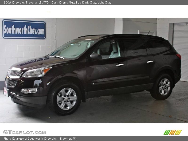 Dark Cherry Metallic / Dark Gray/Light Gray 2009 Chevrolet Traverse LS AWD