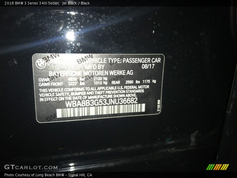Jet Black / Black 2018 BMW 3 Series 340i Sedan