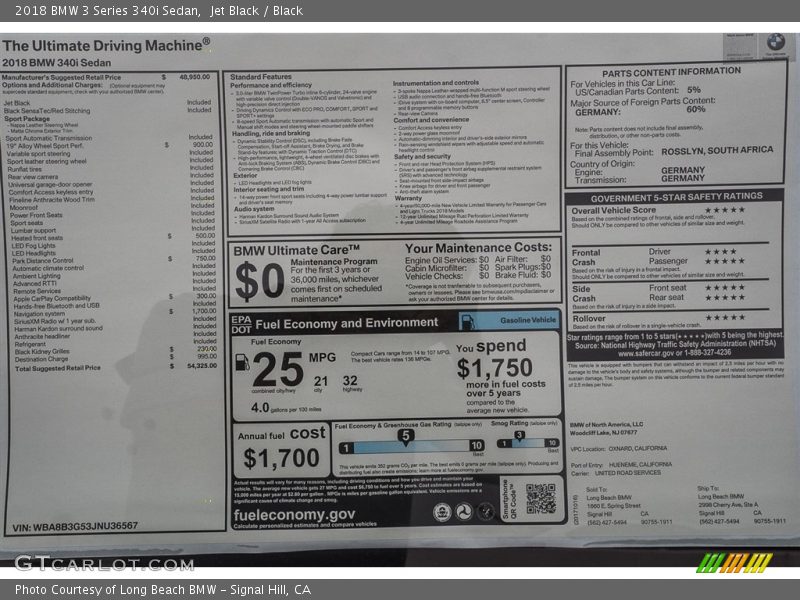Jet Black / Black 2018 BMW 3 Series 340i Sedan