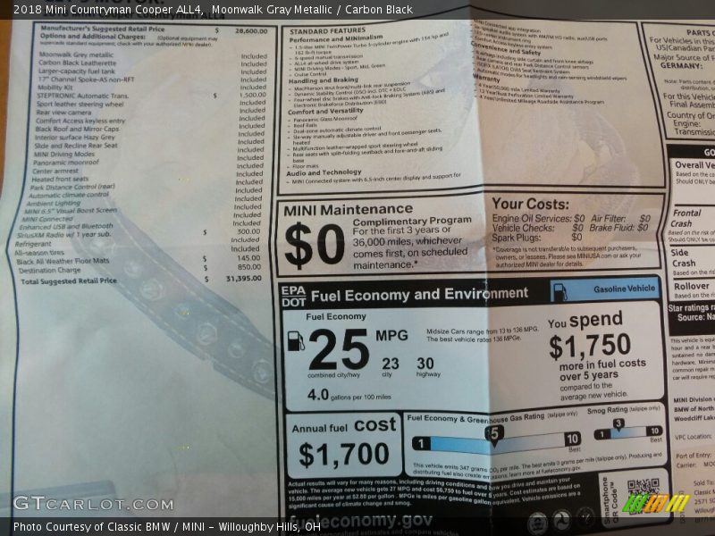 Moonwalk Gray Metallic / Carbon Black 2018 Mini Countryman Cooper ALL4