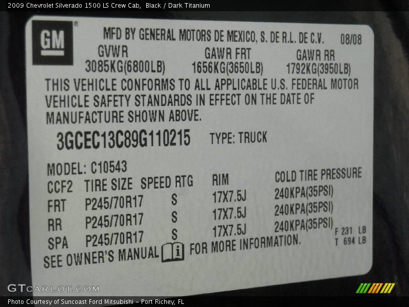 Black / Dark Titanium 2009 Chevrolet Silverado 1500 LS Crew Cab