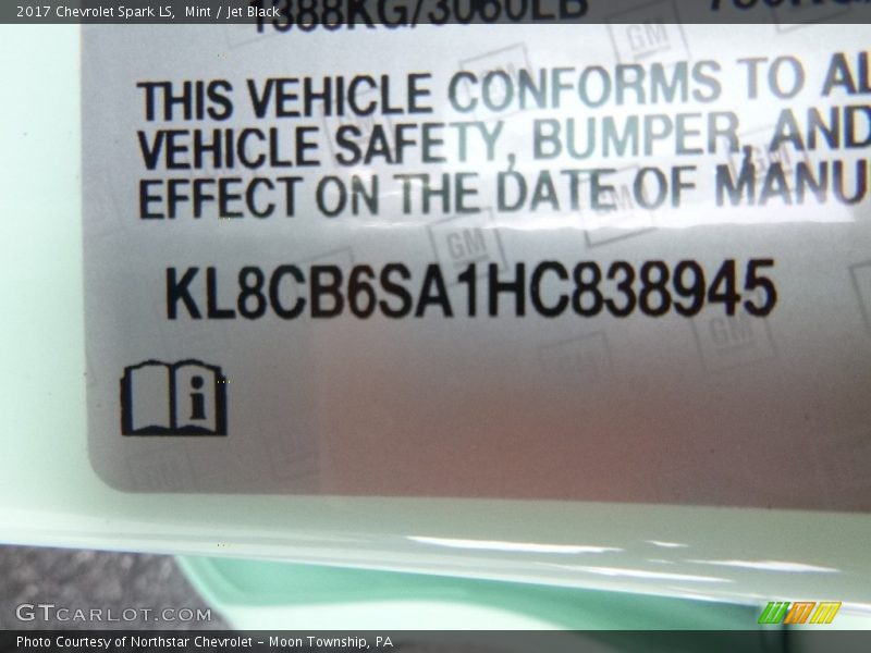 Mint / Jet Black 2017 Chevrolet Spark LS