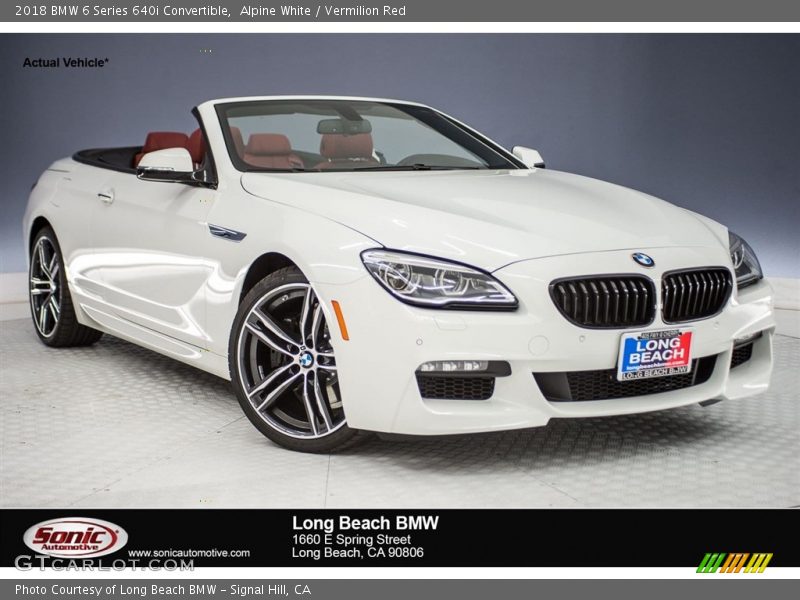 Alpine White / Vermilion Red 2018 BMW 6 Series 640i Convertible