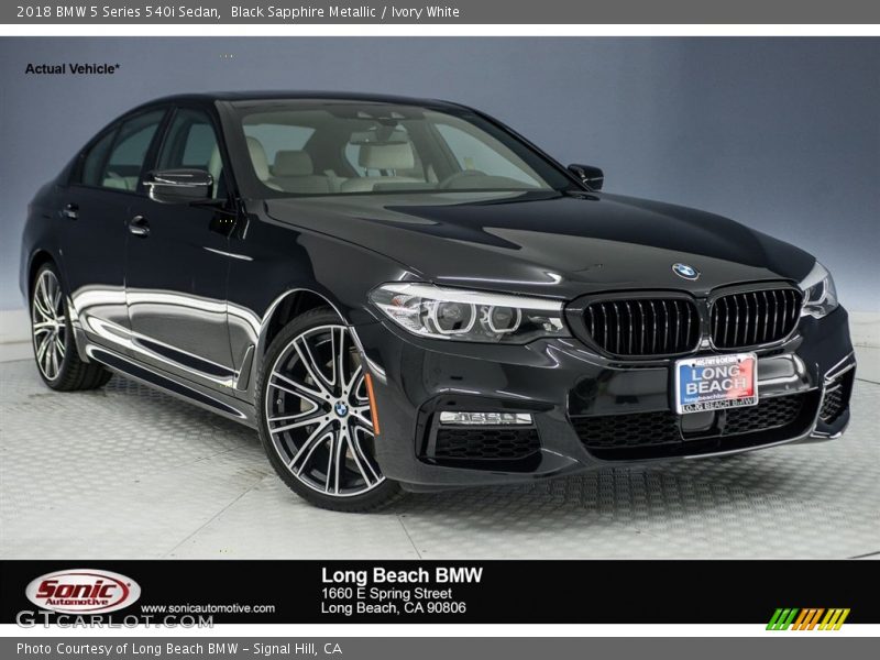 Black Sapphire Metallic / Ivory White 2018 BMW 5 Series 540i Sedan