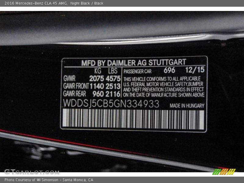 Night Black / Black 2016 Mercedes-Benz CLA 45 AMG