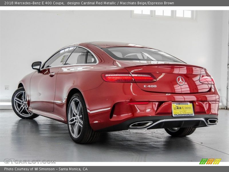 designo Cardinal Red Metallic / Macchiato Beige/Espresso Brown 2018 Mercedes-Benz E 400 Coupe