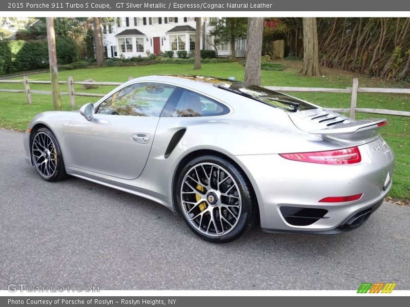 GT Silver Metallic / Espresso/Cognac Natural Leather 2015 Porsche 911 Turbo S Coupe