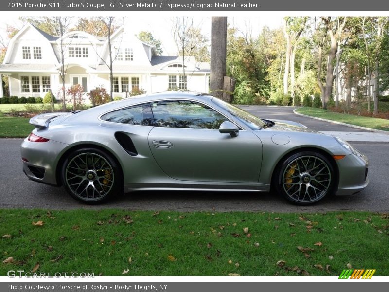 GT Silver Metallic / Espresso/Cognac Natural Leather 2015 Porsche 911 Turbo S Coupe