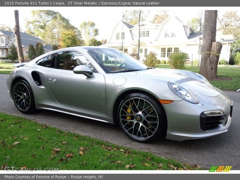 GT Silver Metallic / Espresso/Cognac Natural Leather 2015 Porsche 911 Turbo S Coupe
