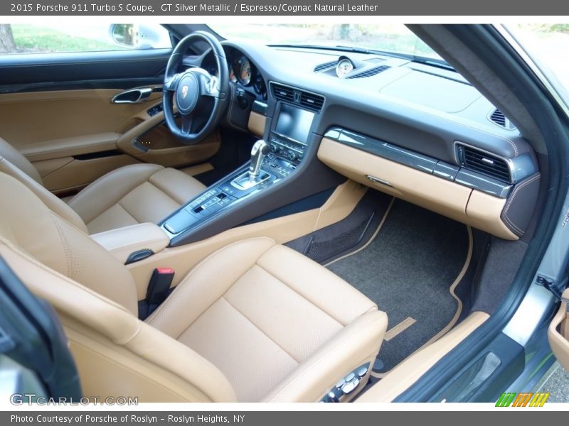 GT Silver Metallic / Espresso/Cognac Natural Leather 2015 Porsche 911 Turbo S Coupe