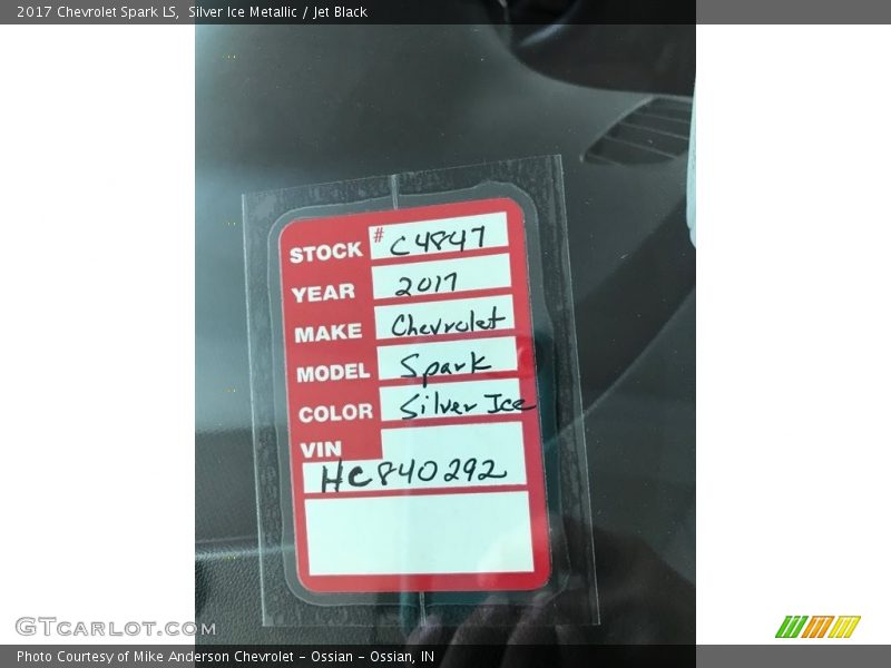 Silver Ice Metallic / Jet Black 2017 Chevrolet Spark LS