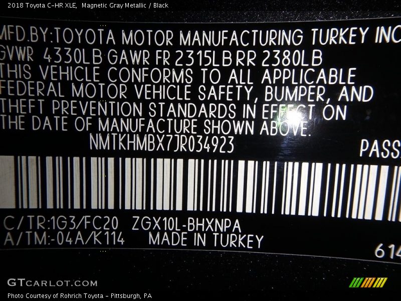 Magnetic Gray Metallic / Black 2018 Toyota C-HR XLE