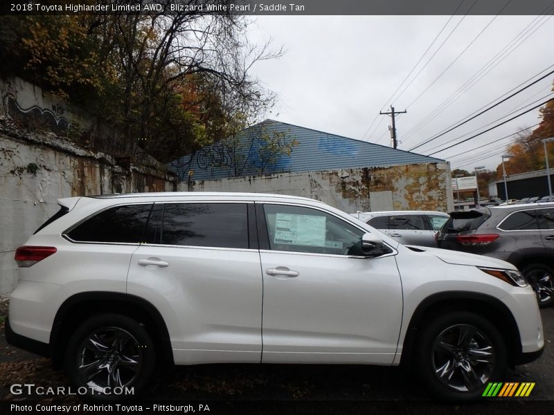 Blizzard White Pearl / Saddle Tan 2018 Toyota Highlander Limited AWD