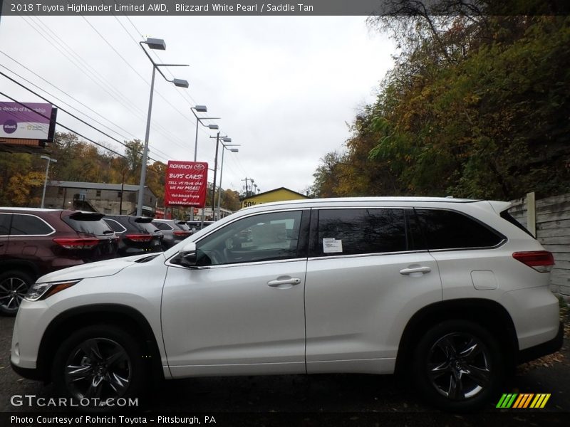 Blizzard White Pearl / Saddle Tan 2018 Toyota Highlander Limited AWD