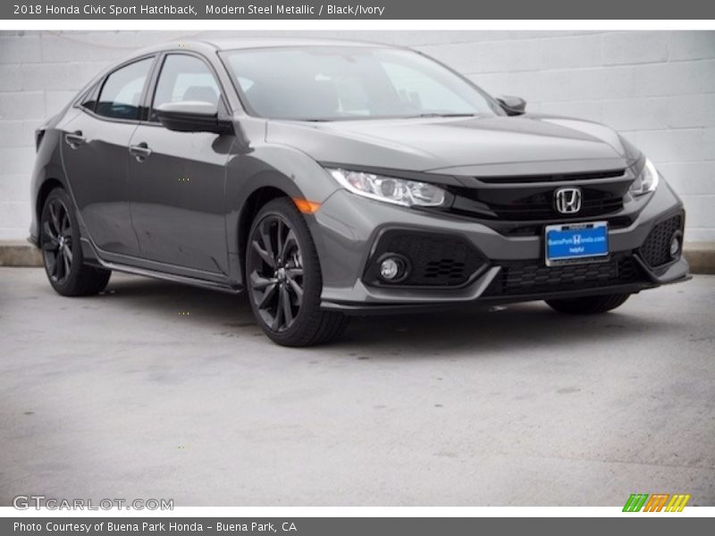 Modern Steel Metallic / Black/Ivory 2018 Honda Civic Sport Hatchback