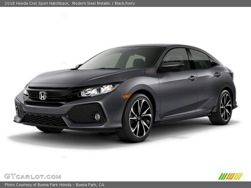 Modern Steel Metallic / Black/Ivory 2018 Honda Civic Sport Hatchback