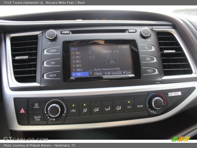 Blizzard White Pearl / Black 2018 Toyota Highlander LE