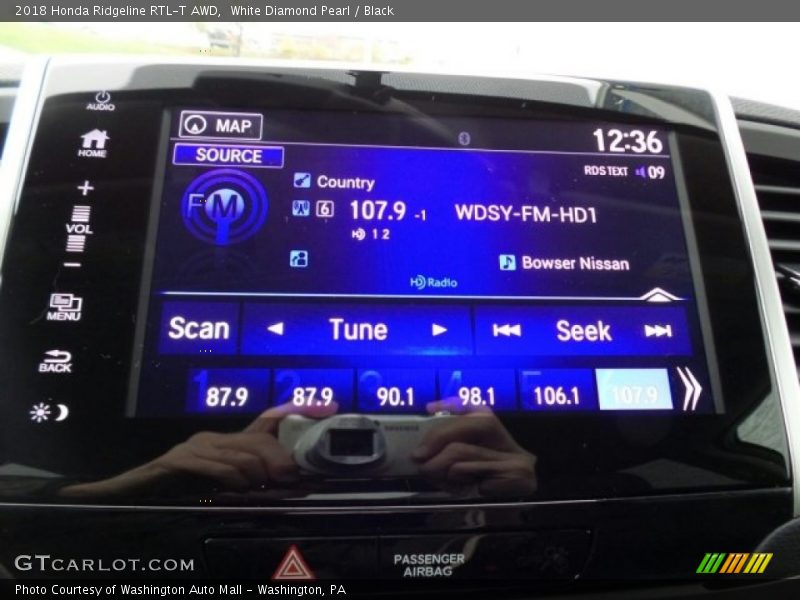 White Diamond Pearl / Black 2018 Honda Ridgeline RTL-T AWD