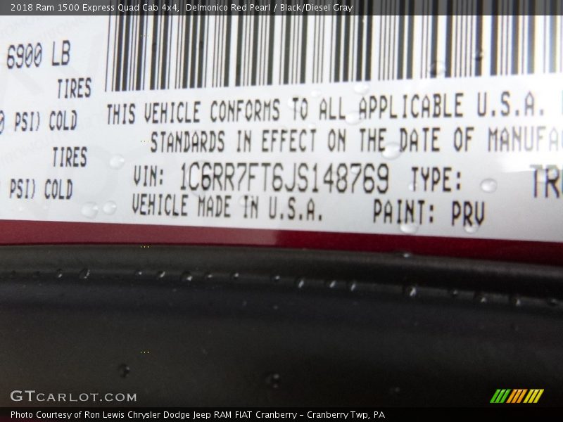 Delmonico Red Pearl / Black/Diesel Gray 2018 Ram 1500 Express Quad Cab 4x4