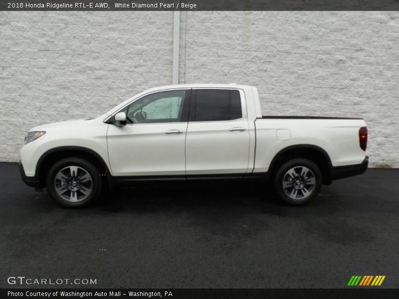 White Diamond Pearl / Beige 2018 Honda Ridgeline RTL-E AWD