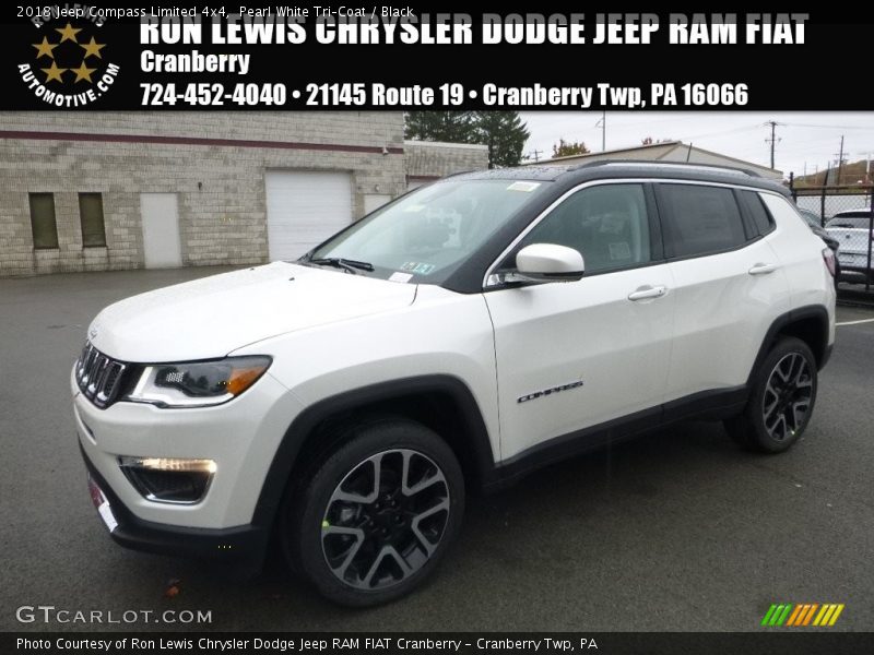 Pearl White Tri–Coat / Black 2018 Jeep Compass Limited 4x4