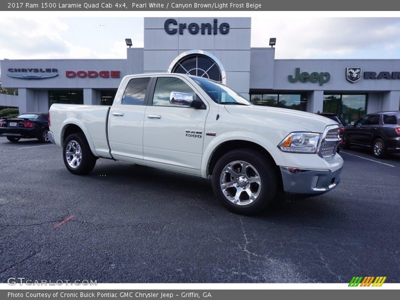 Pearl White / Canyon Brown/Light Frost Beige 2017 Ram 1500 Laramie Quad Cab 4x4