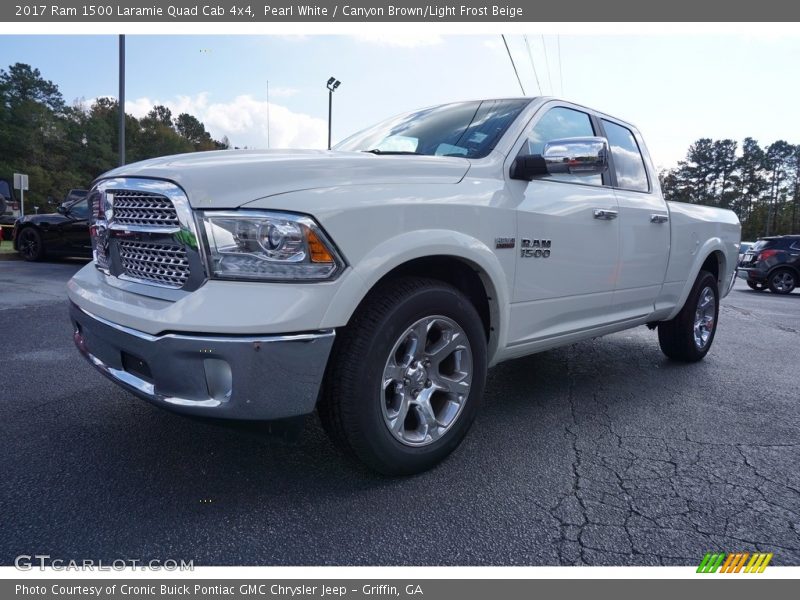 Pearl White / Canyon Brown/Light Frost Beige 2017 Ram 1500 Laramie Quad Cab 4x4