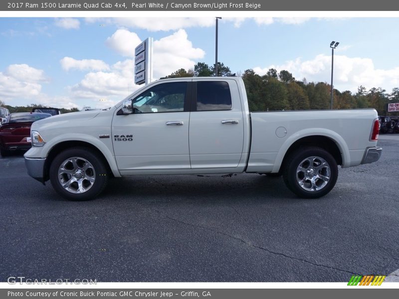 Pearl White / Canyon Brown/Light Frost Beige 2017 Ram 1500 Laramie Quad Cab 4x4