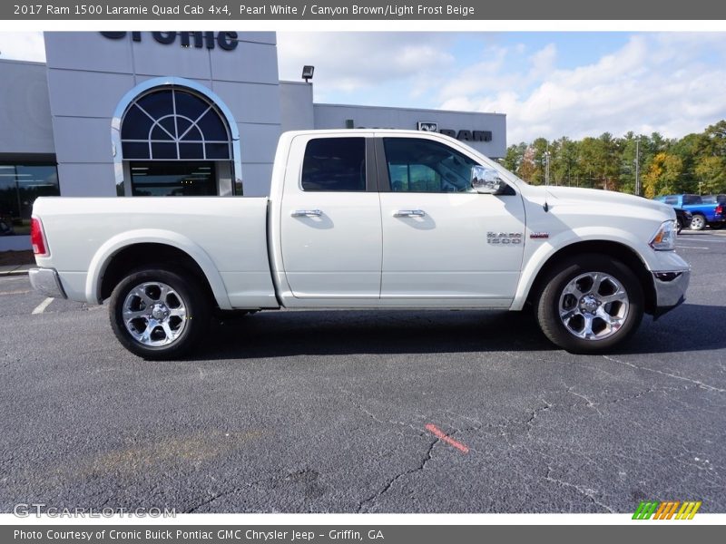 Pearl White / Canyon Brown/Light Frost Beige 2017 Ram 1500 Laramie Quad Cab 4x4