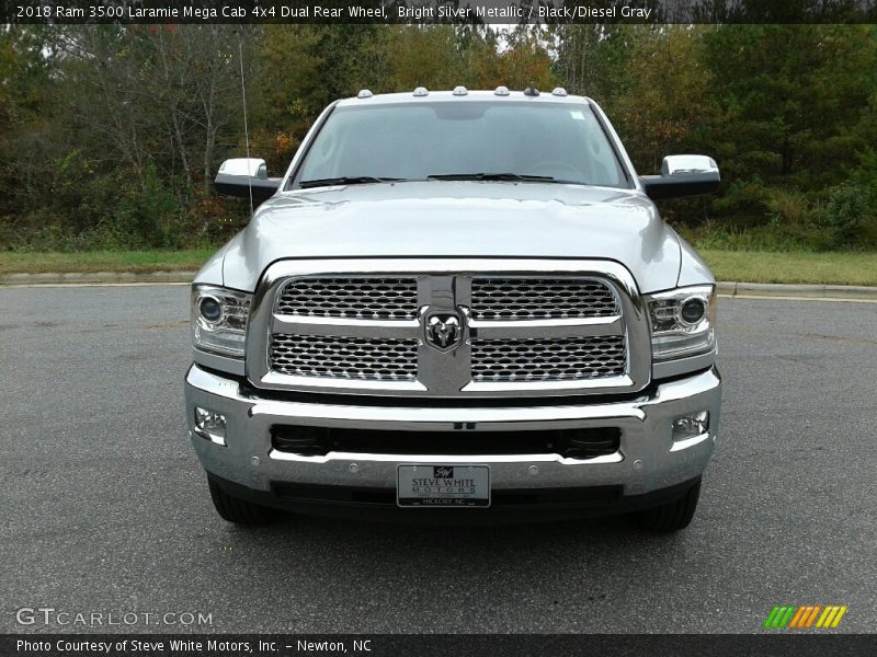 Bright Silver Metallic / Black/Diesel Gray 2018 Ram 3500 Laramie Mega Cab 4x4 Dual Rear Wheel