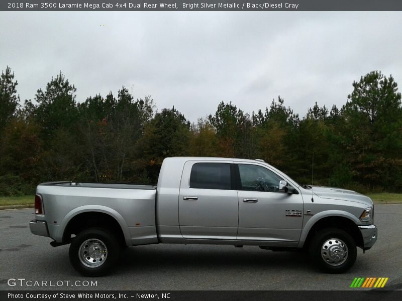 Bright Silver Metallic / Black/Diesel Gray 2018 Ram 3500 Laramie Mega Cab 4x4 Dual Rear Wheel