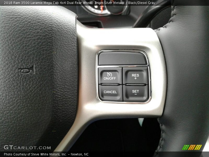 Bright Silver Metallic / Black/Diesel Gray 2018 Ram 3500 Laramie Mega Cab 4x4 Dual Rear Wheel