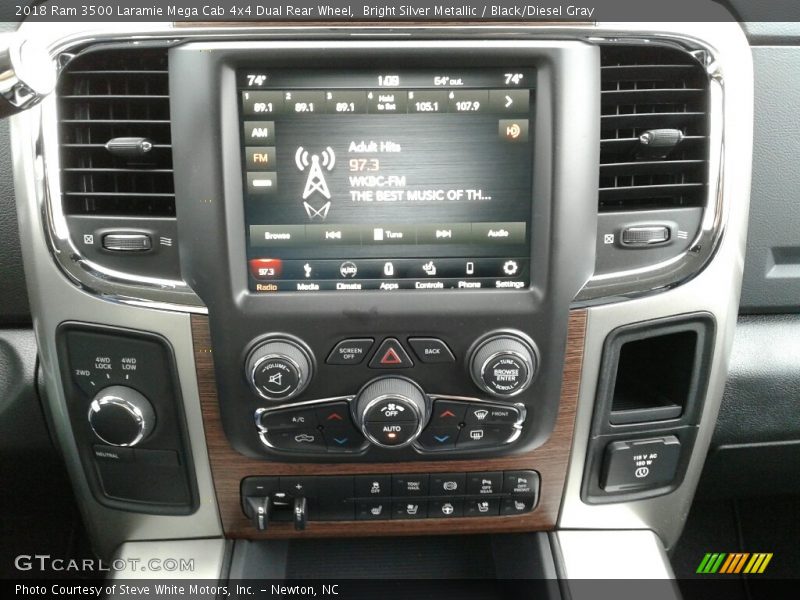 Bright Silver Metallic / Black/Diesel Gray 2018 Ram 3500 Laramie Mega Cab 4x4 Dual Rear Wheel