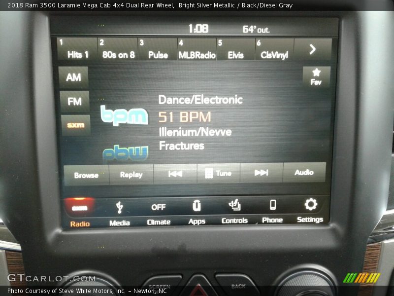 Bright Silver Metallic / Black/Diesel Gray 2018 Ram 3500 Laramie Mega Cab 4x4 Dual Rear Wheel