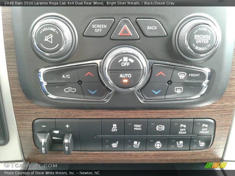 Bright Silver Metallic / Black/Diesel Gray 2018 Ram 3500 Laramie Mega Cab 4x4 Dual Rear Wheel