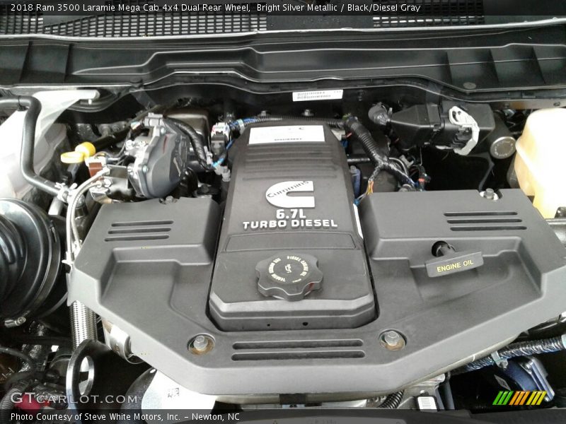 Bright Silver Metallic / Black/Diesel Gray 2018 Ram 3500 Laramie Mega Cab 4x4 Dual Rear Wheel