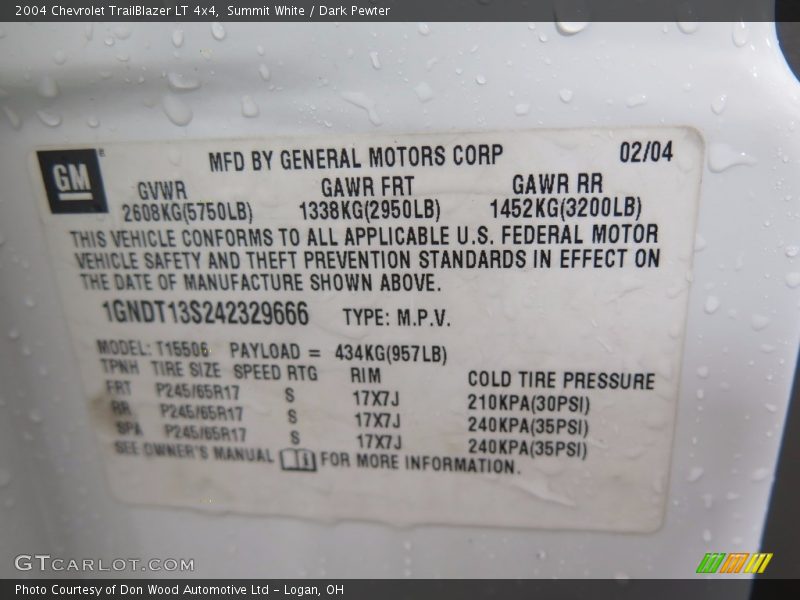 Summit White / Dark Pewter 2004 Chevrolet TrailBlazer LT 4x4