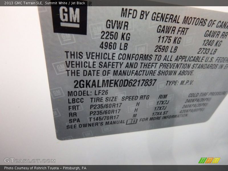 Summit White / Jet Black 2013 GMC Terrain SLE