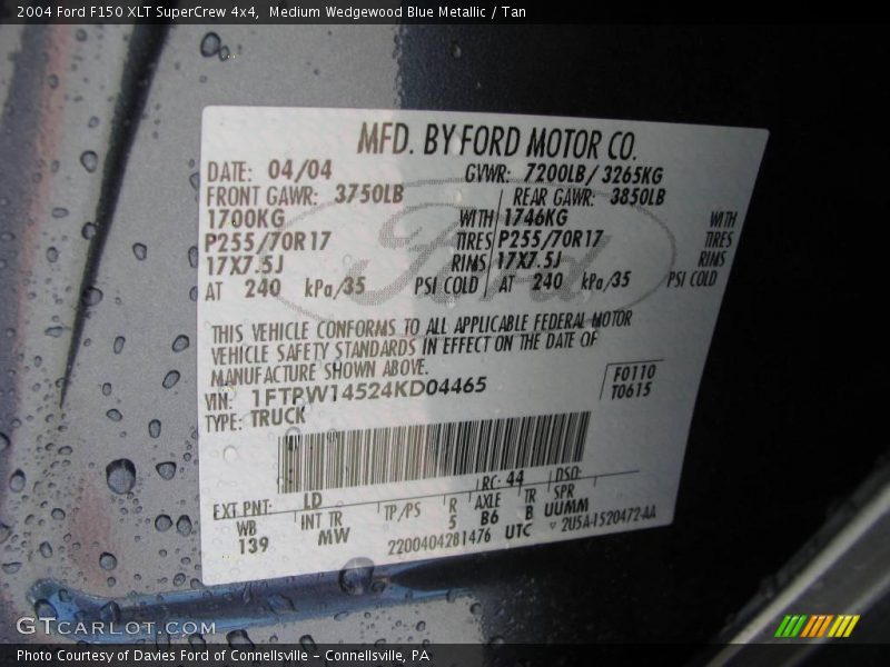Medium Wedgewood Blue Metallic / Tan 2004 Ford F150 XLT SuperCrew 4x4