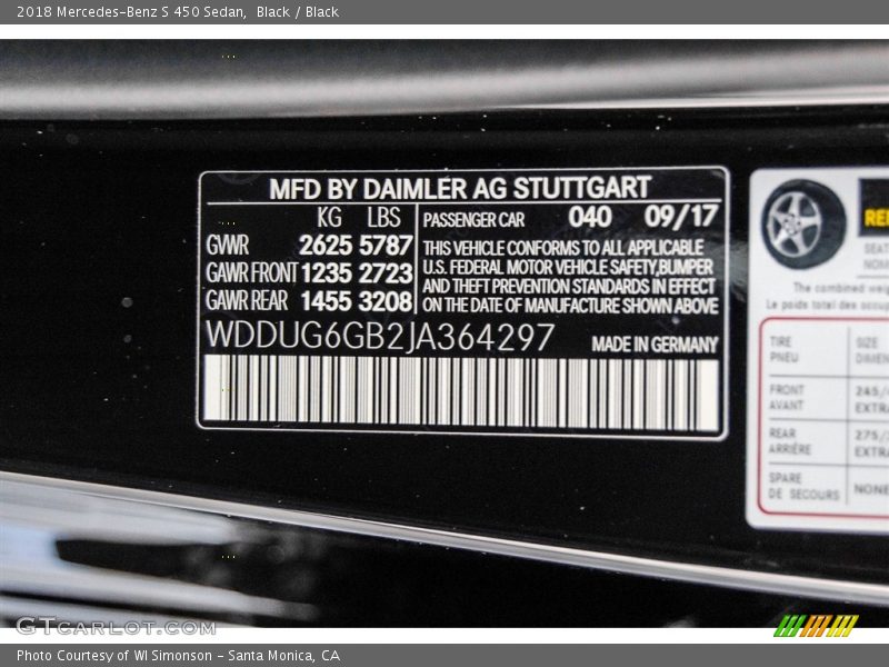 Black / Black 2018 Mercedes-Benz S 450 Sedan