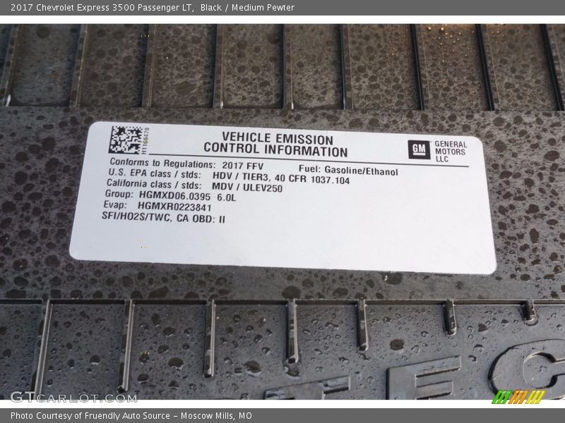 Black / Medium Pewter 2017 Chevrolet Express 3500 Passenger LT
