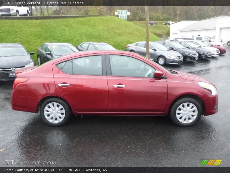 Cayenne Red / Charcoal 2017 Nissan Versa SL