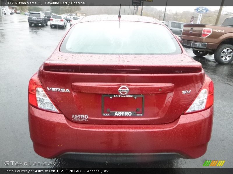Cayenne Red / Charcoal 2017 Nissan Versa SL