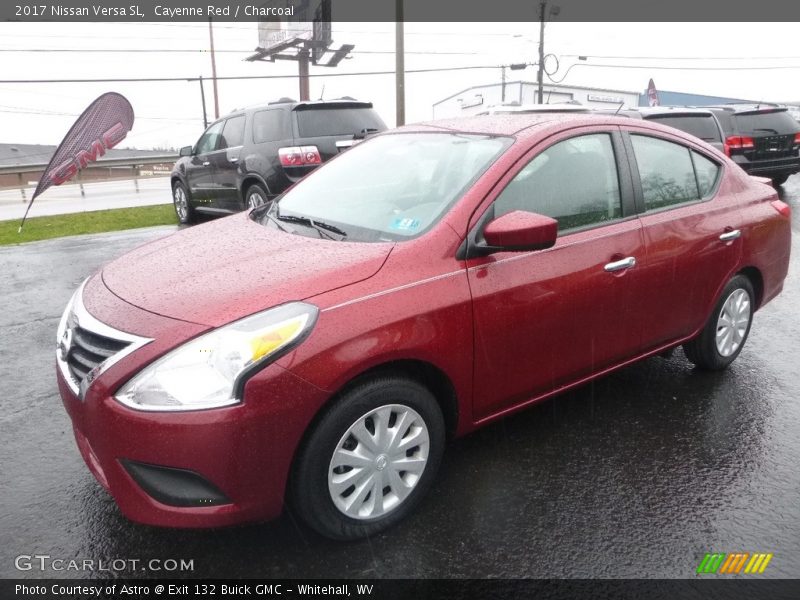 Cayenne Red / Charcoal 2017 Nissan Versa SL