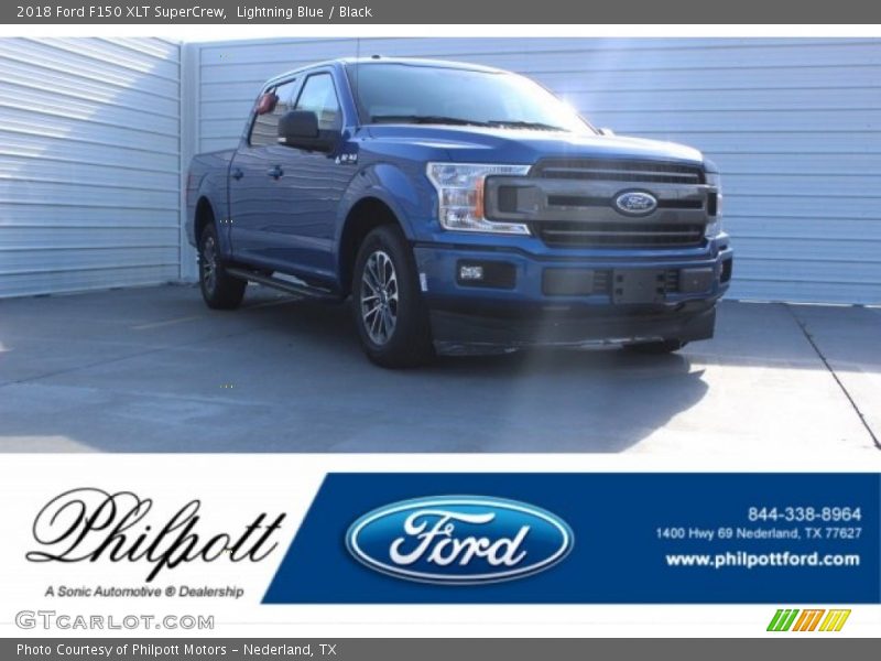 Lightning Blue / Black 2018 Ford F150 XLT SuperCrew